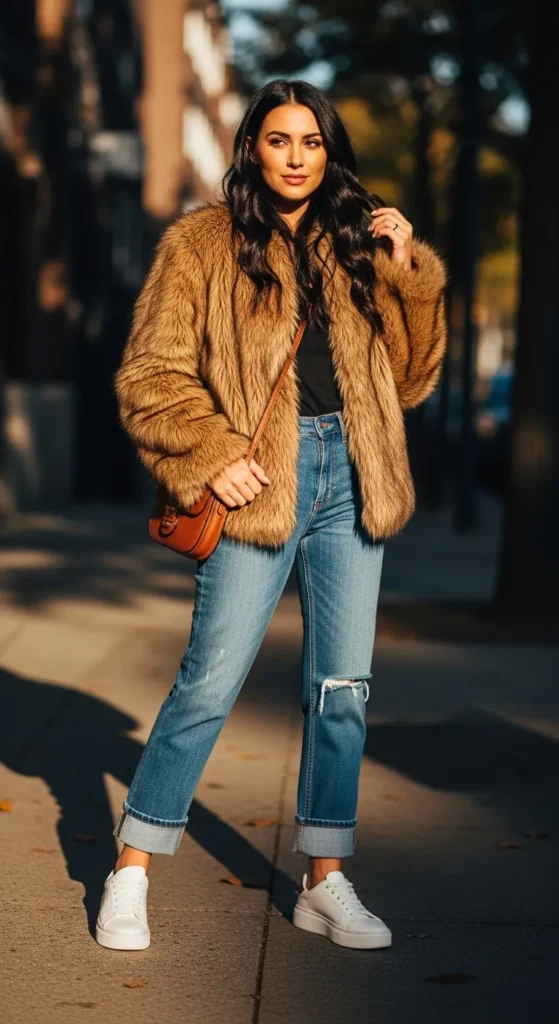 faux-fur-jacket-with-straight-jeans