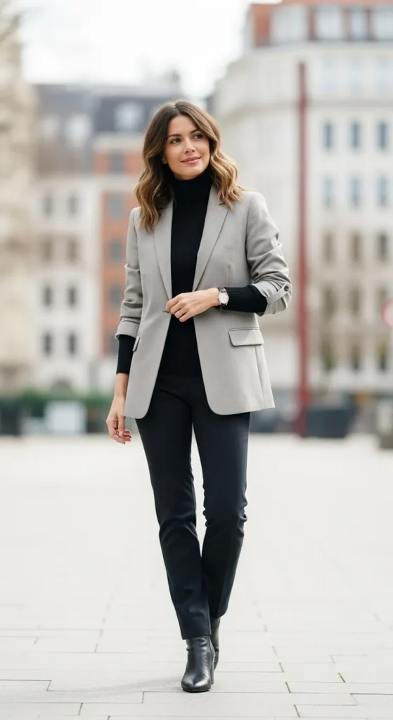 Lightweight-Blazer-Over-a-Turtleneck