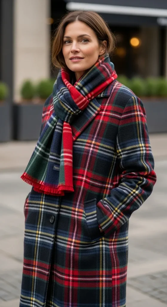 plaid-coat-with-scarf