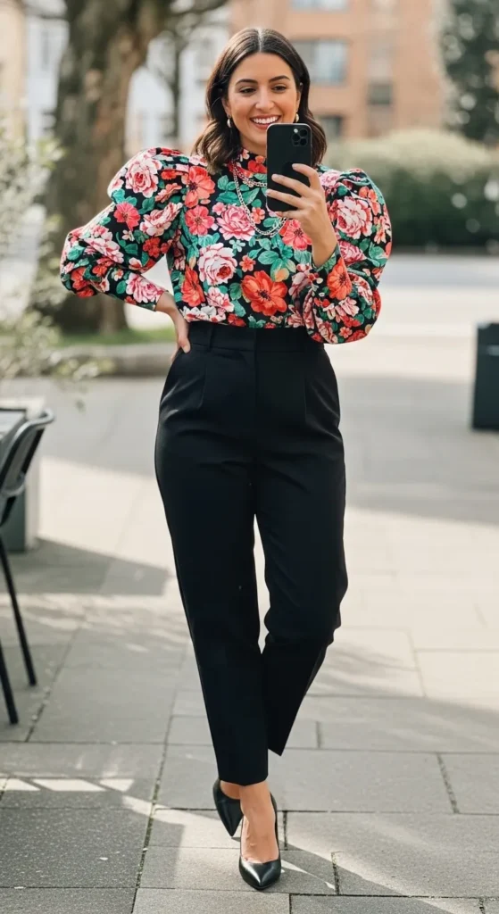 20+ Elegant Formal Outfit Ideas for Every Dressy Occasion 22 statement-blouse-with-trousers