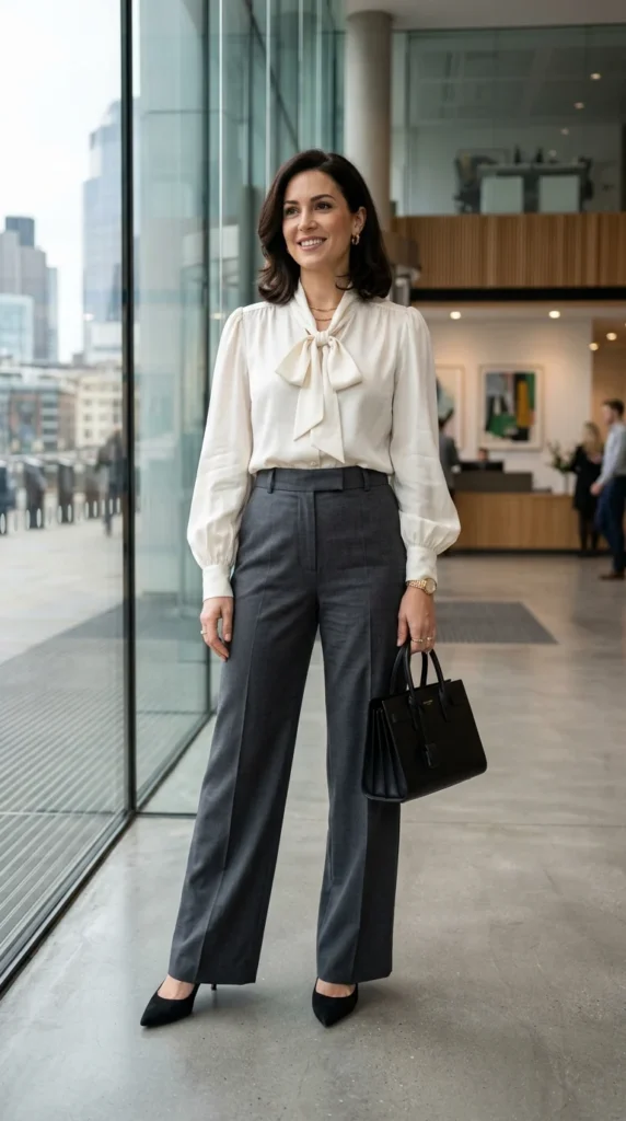 20+ Stunning Formal Outfit Ideas for a Classy and Confident Look 22 statement-blouse-with-trousers
