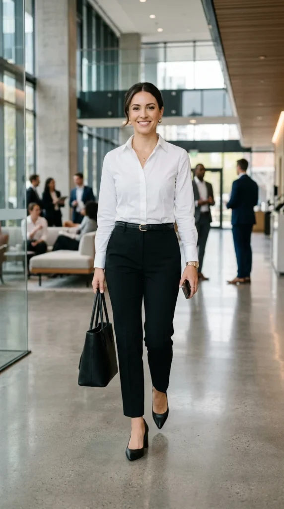 20+ Stunning Formal Outfit Ideas for a Classy and Confident Look 7 white-shirt-and-black-trousers