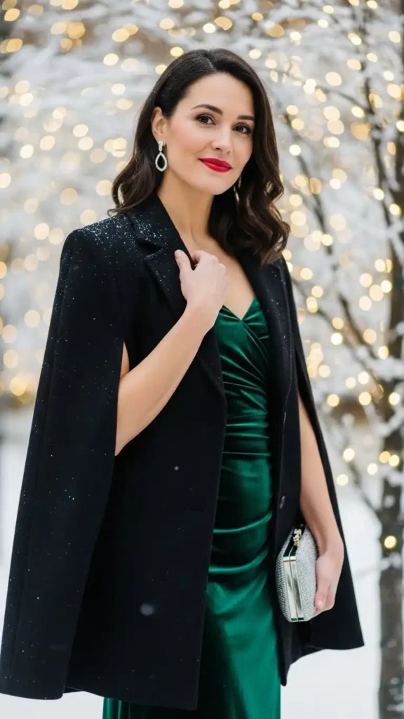 cape-coat-over-a-cocktail-dress