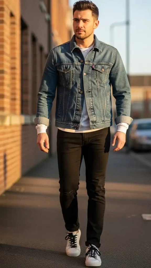 Denim-Jacket-and-Black-Jeans