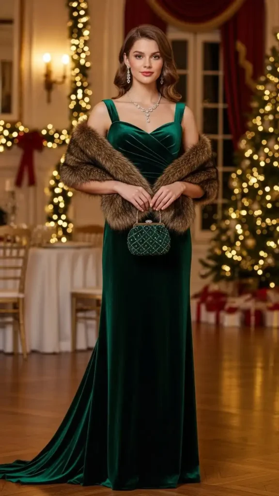 floor-length-velvet-gown-with-faux-fur-stole