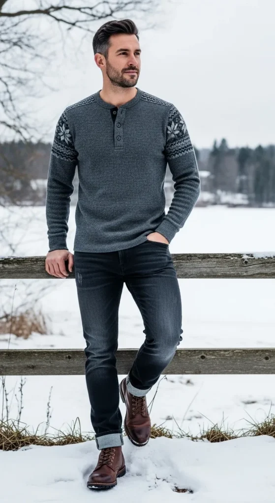 Henley-Shirt-with-Slim-Jeans