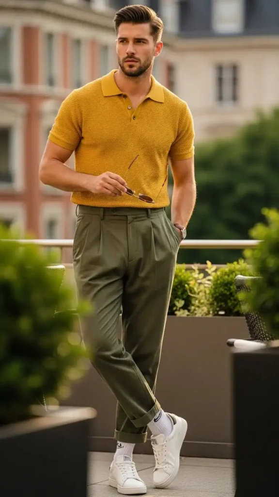 Knit-Polo-with-Pleated-Trousers