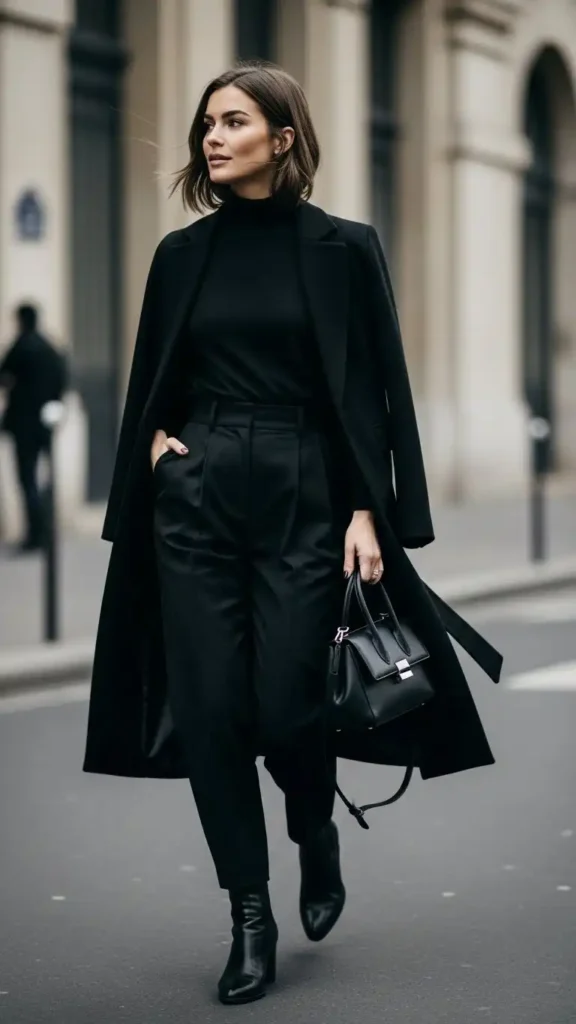19+ French Wardrobe Basics Women Need For Everyday Elegance 12 monochrome-all-black-city-look