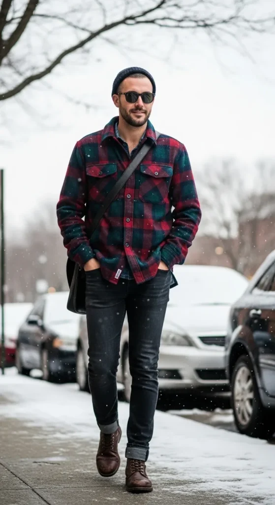 Plaid-Shirt-with-Dark-Jeans