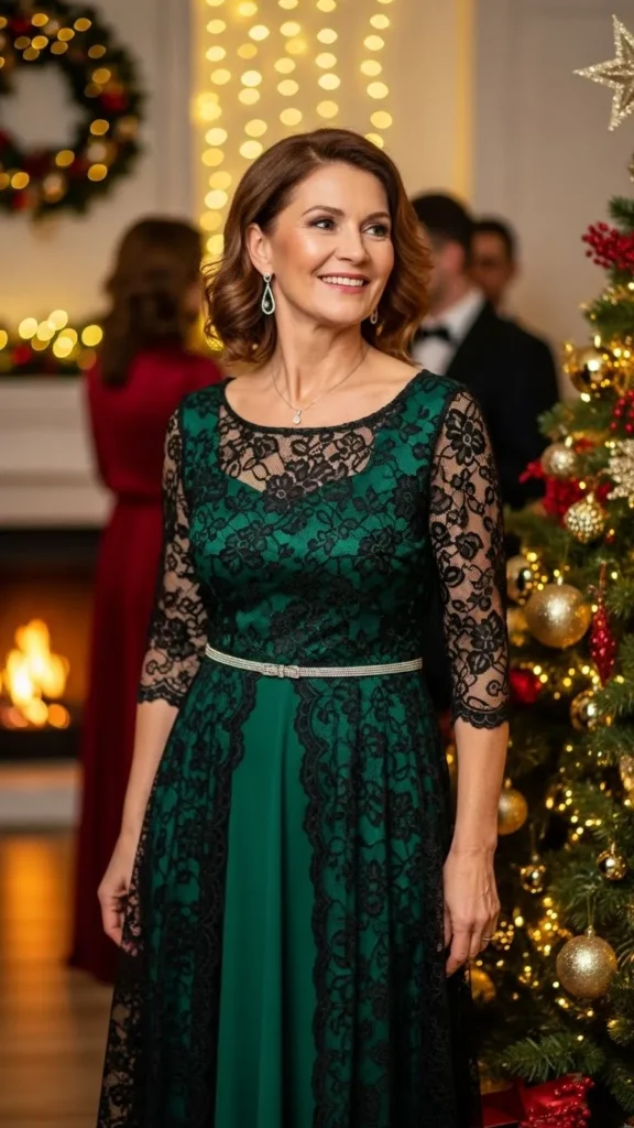 18 Cozy And Elegant Christmas Party Wear for Women Over 50 10 romantic-lace-overlay-designs