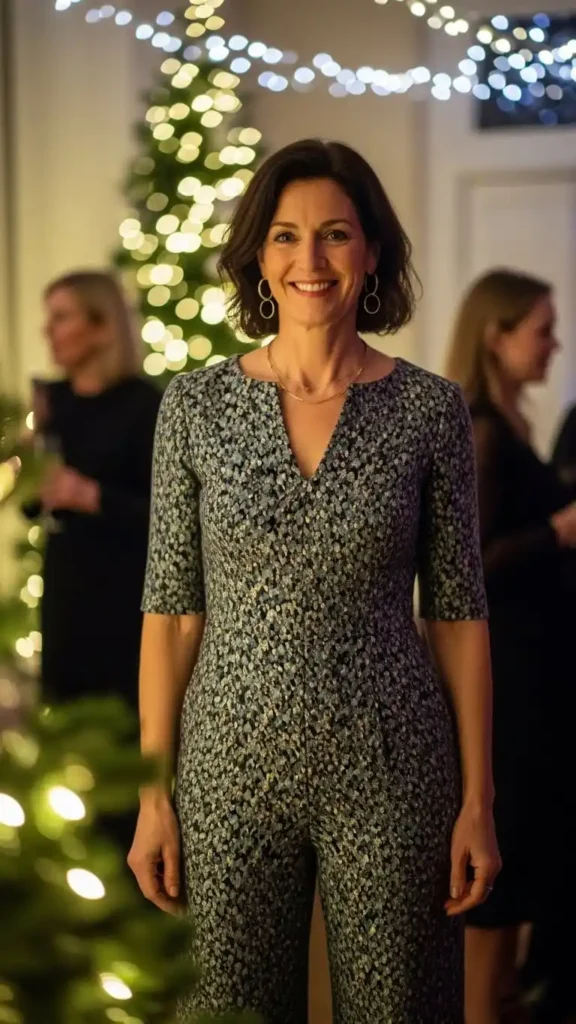 18 Cozy And Elegant Christmas Party Wear for Women Over 50 11 the-understated-jumpsuit-option