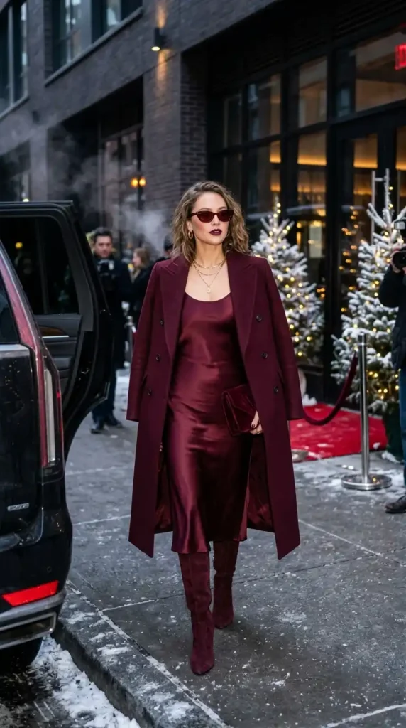 Celebrity-Approved Winter Birthday Outfits to Style for the Party 7 burgundy-monochrome-the-winter-birthday-colour-formula