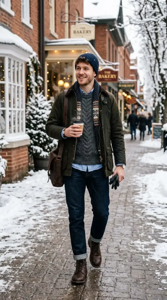 chunky-knit-sweater-over-oxford-shirt