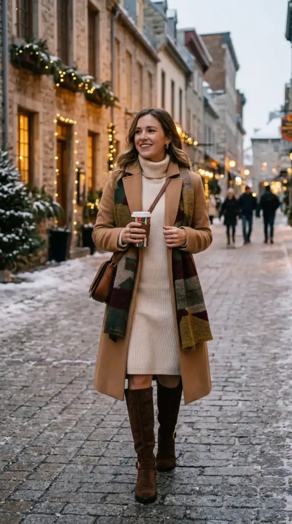 13+ New Year Casual Outfit Ideas Every Woman Needs This Winter 3 cosy-knit-dress-with-knee-high-boots