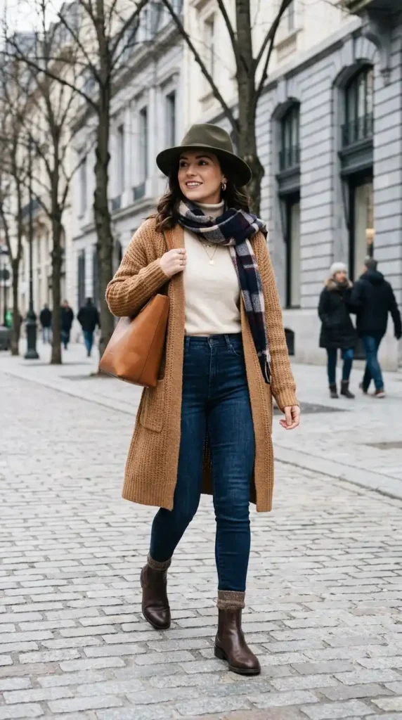 Classy Winter Outfit Ideas for Women: 20 Trendy Stylish Looks 22 denim-with-longline-cardigan