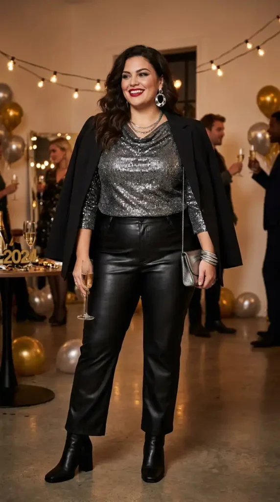 faux-leather-pants-sparkly-top
