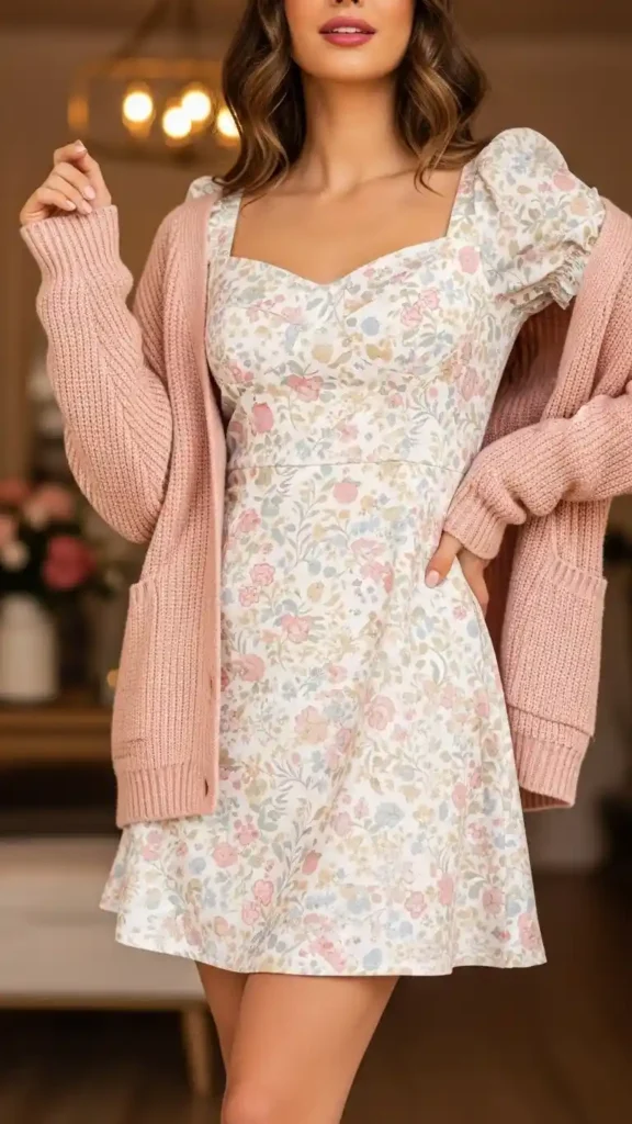 floral-mini-dress-with-cardigan