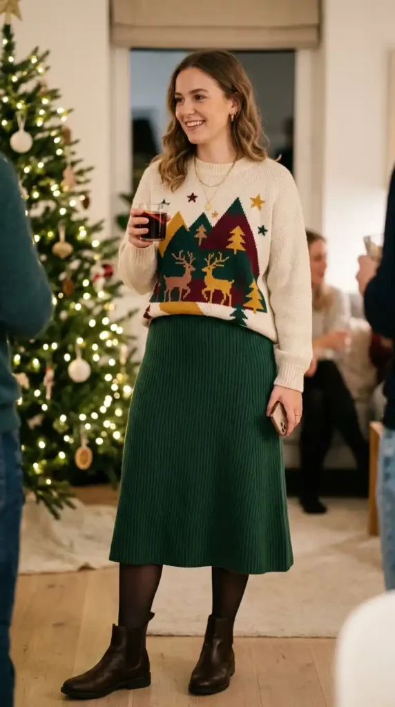 knit-skirt-with-graphic-sweater