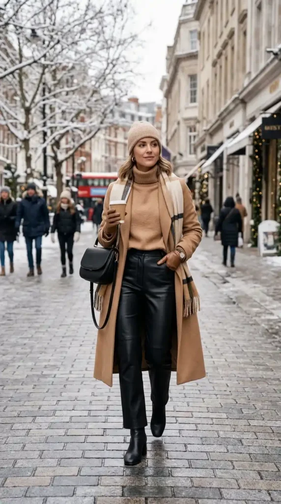Classy Winter Outfit Ideas for Women: 20 Trendy Stylish Looks 18 leather-pants-with-cashmere-sweater