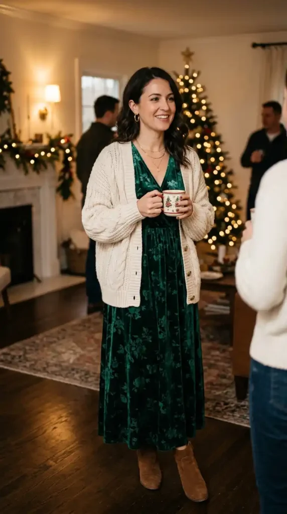 maxi-dress-with-knit-cardigan