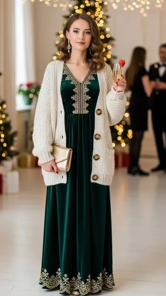 maxi-dress-with-knit-cardigan