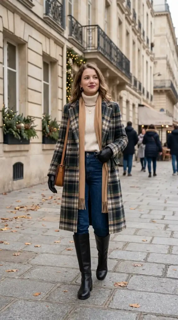 Classy Winter Outfit Ideas for Women: 20 Trendy Stylish Looks 16 plaid-coat-with-neutral-layers