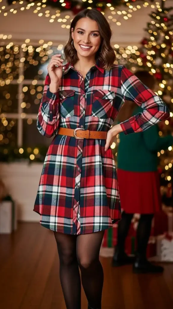 plaid-shirt-dress-with-belt