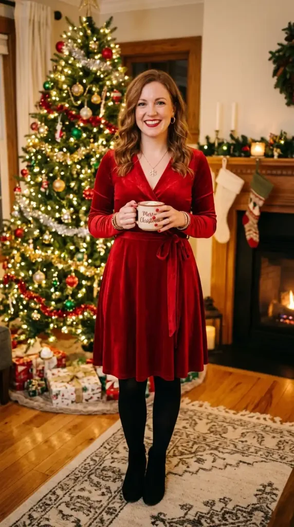18+ Stunning Red Christmas Outfits for a Memorable Holiday 4 red-wrap-dress