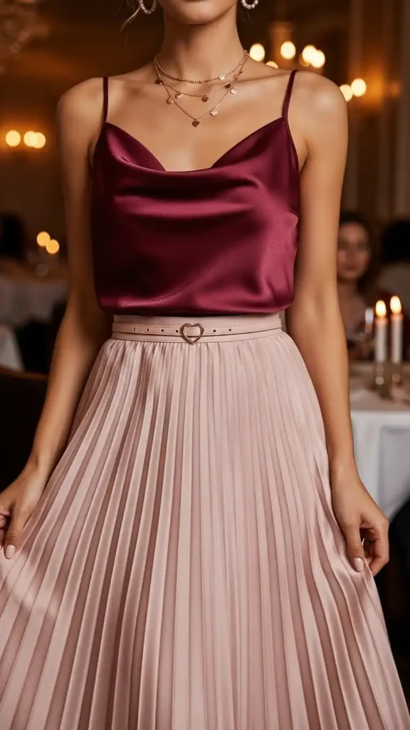 satin-camisole-with-pleated-midi-skirt