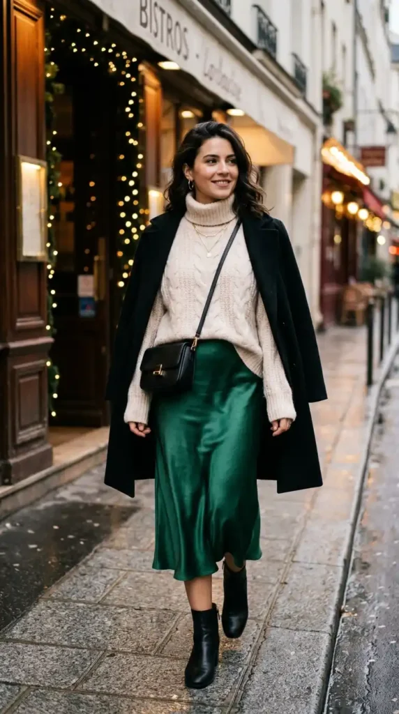 satin-skirt-sweater-combo