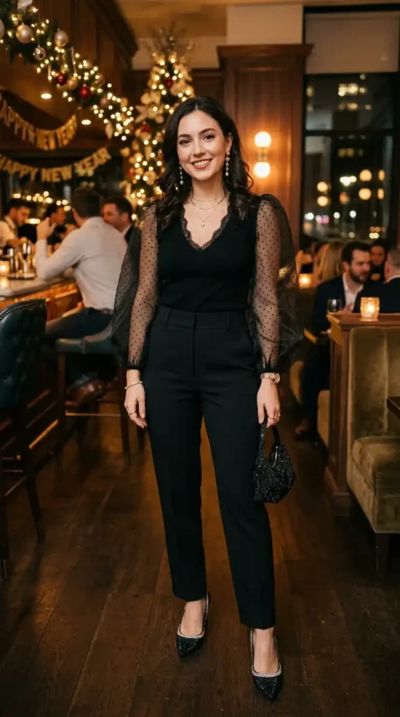 sheer-sleeve-top-trousers
