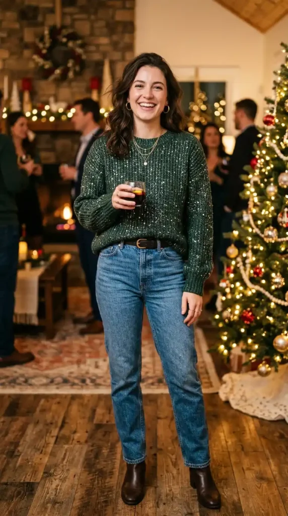 sparkly-knit-sweater-with-jeans