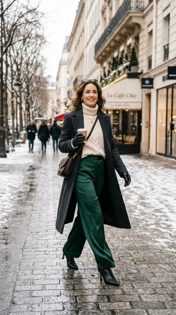 Classy Winter Outfit Ideas for Women: 20 Trendy Stylish Looks 14 sweater-and-satin-trouser-combination
