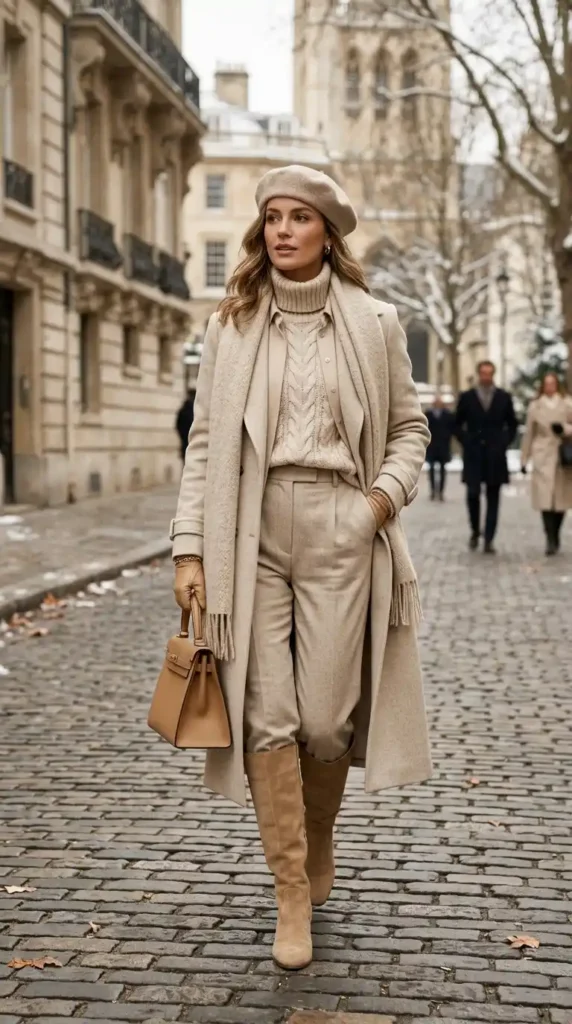 16 Timeless and Elegant Old Money Winter Outfits for Women 4 the-monochrome-oatmeal-layers