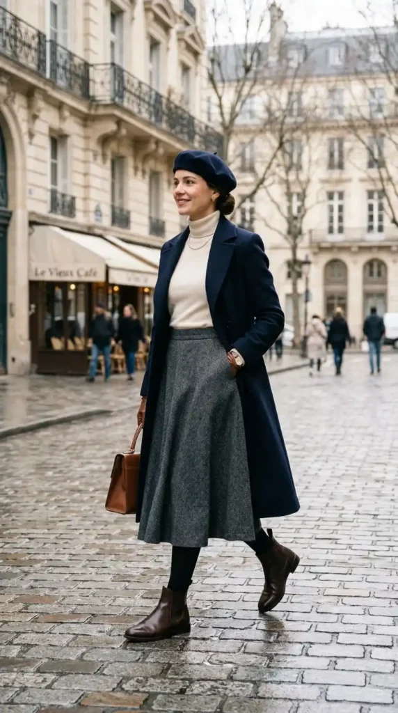 16 Timeless and Elegant Old Money Winter Outfits for Women 13 the-wool-midi-skirt-and-chelsea-boots