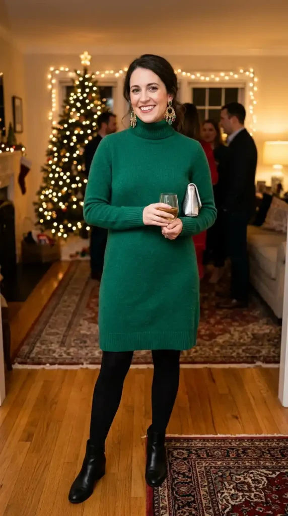 turtleneck-dress-and-statement-earrings