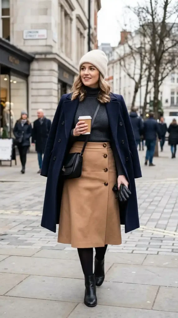 Classy Winter Outfit Ideas for Women: 20 Trendy Stylish Looks 19 turtleneck-with-midi-skirt