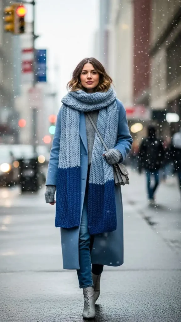 17 Trendy Winter Street Style Outfit Ideas for Women to Wear This Season 7 cool-blue-frost