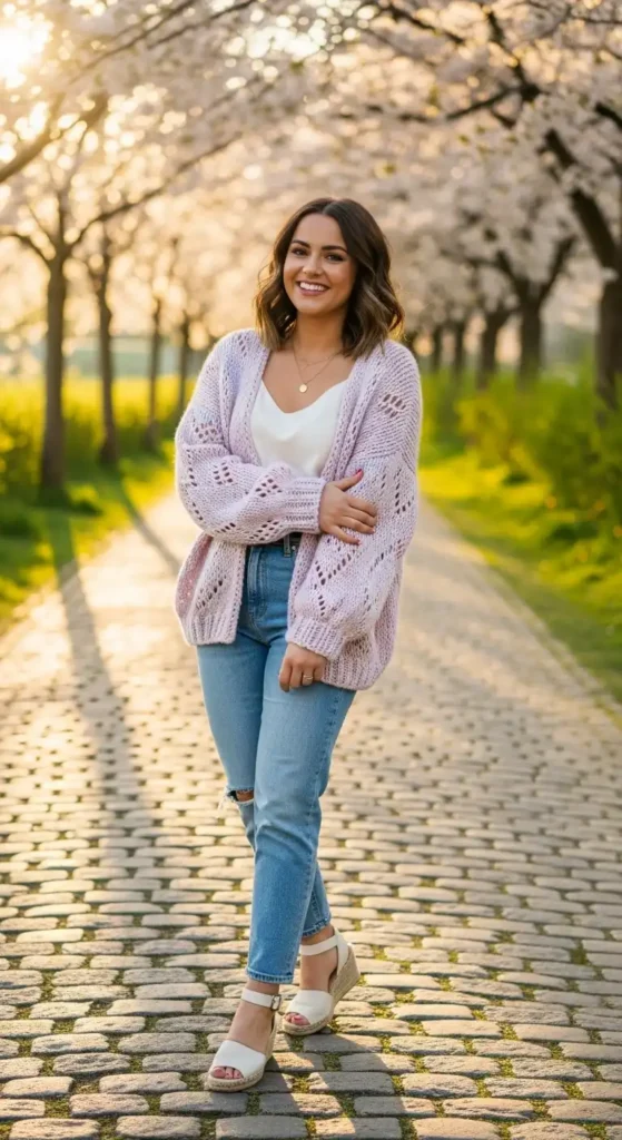 16 Fresh Spring Outfits That Keep You Stylish and Beautiful Daily 7 Cozy-Chic-with-a-Knitted-Cardigan