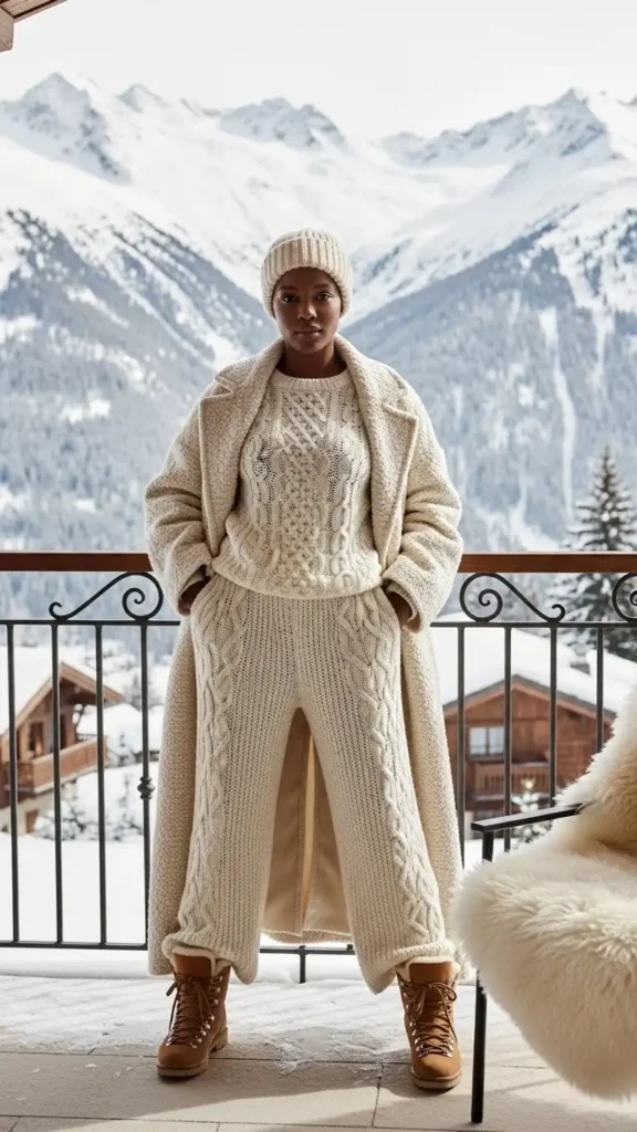 16+ Trendy Winter Outfits for Black Girls to Elevate Your Style 13 cream-knit-co-ord-set