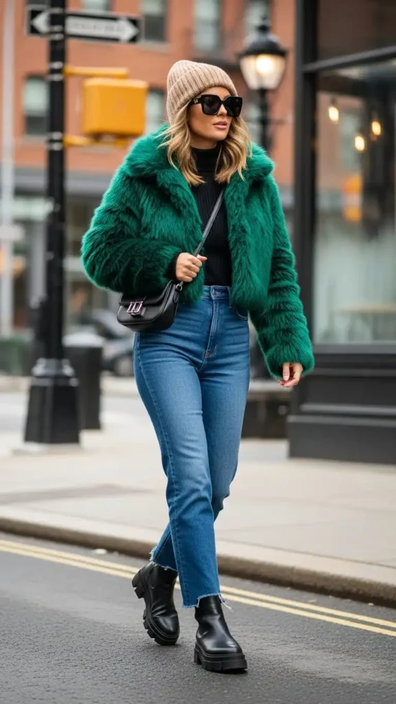 17 Trendy Winter Street Style Outfit Ideas for Women to Wear This Season 11 faux-fur-cropped-jacket