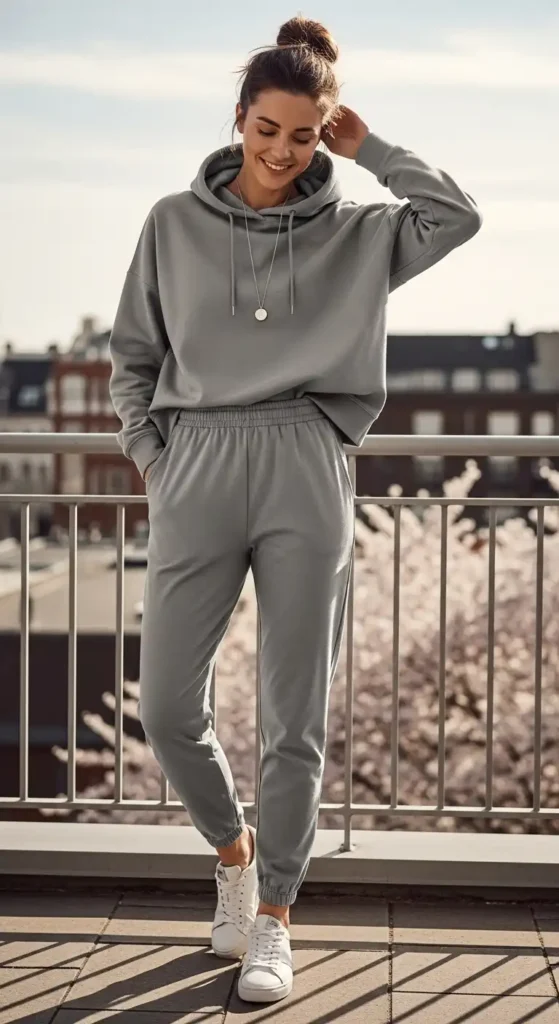 16 Fresh Spring Outfits That Keep You Stylish and Beautiful Daily 5 monochrome-athleisure-for-lazy-days