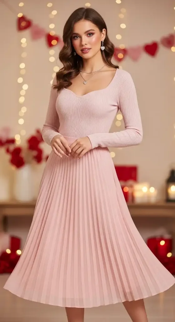 pink-pleated-skirt-with-fitted-top