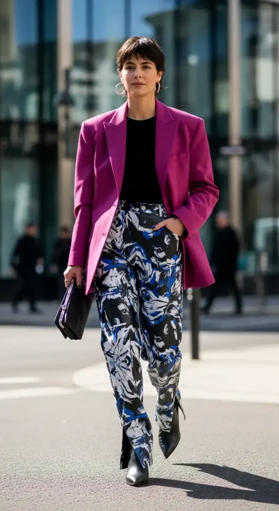 printed-leather-pants-with-a-bold-blazer