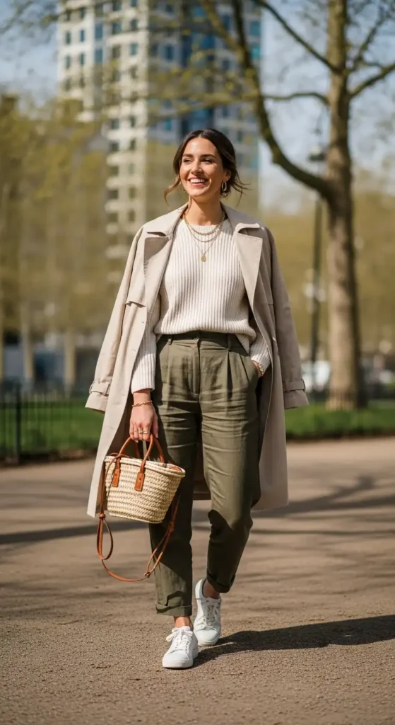 16 Fresh Spring Outfits That Keep You Stylish and Beautiful Daily 9 Sporty-Meets-Chic-in-Earthy-Tones