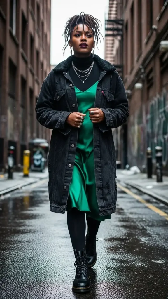 16+ Trendy Winter Outfits for Black Girls to Elevate Your Style 15 turtleneck-layered-slip-dress