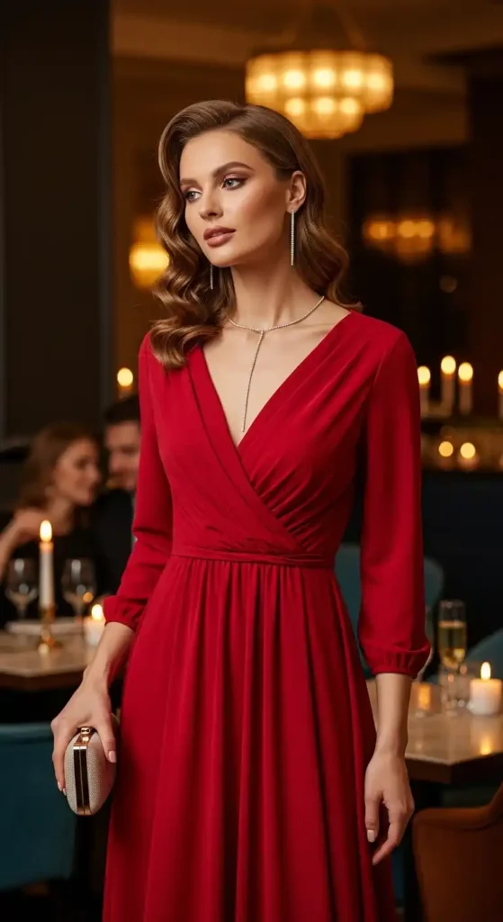 v-neck-wrap-dress-in-cherry-red