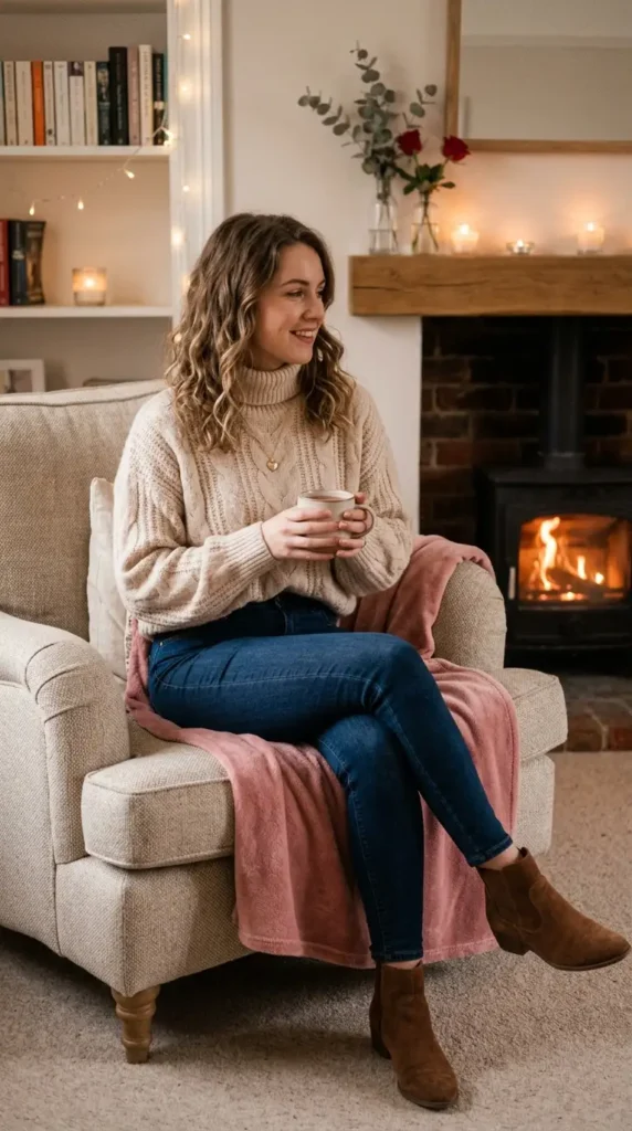 15 Romantic Valentine's Day Sweater Outfits for Cozy Style 15 beige-sweater-with-skinny-trousers