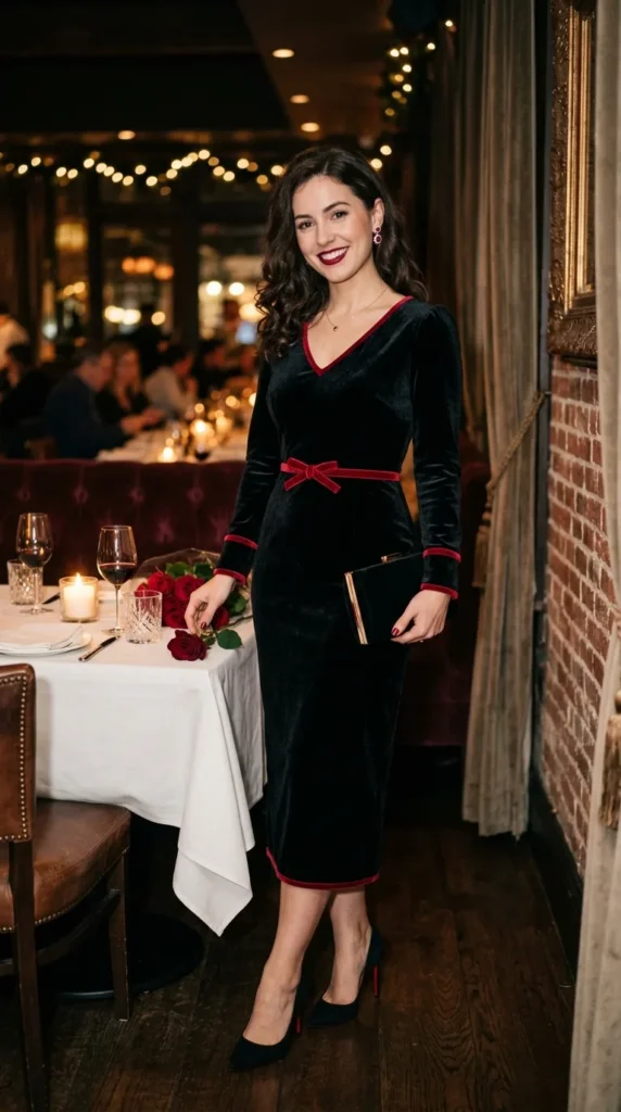 black-velvet-midi-dress-with-red-accents