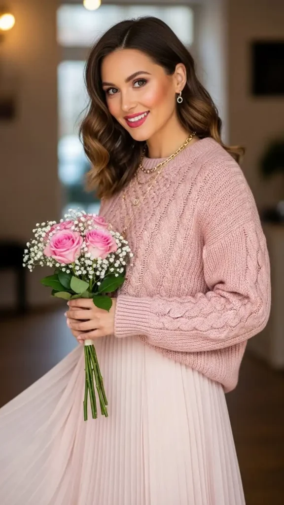 blush-sweater-with-pleated-midi-skirt